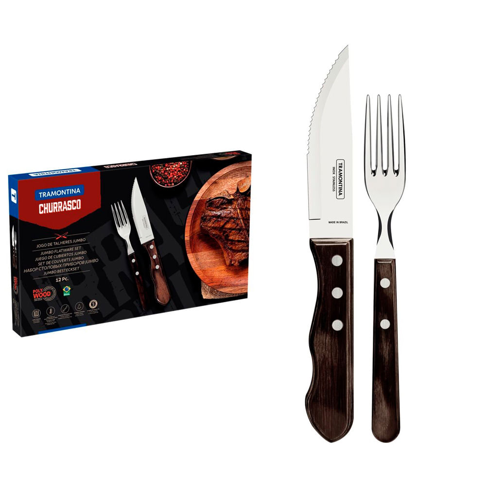 Tramontina Juego D Cubiertos Churrasco Jumbo 12pc Acero Inoxidable