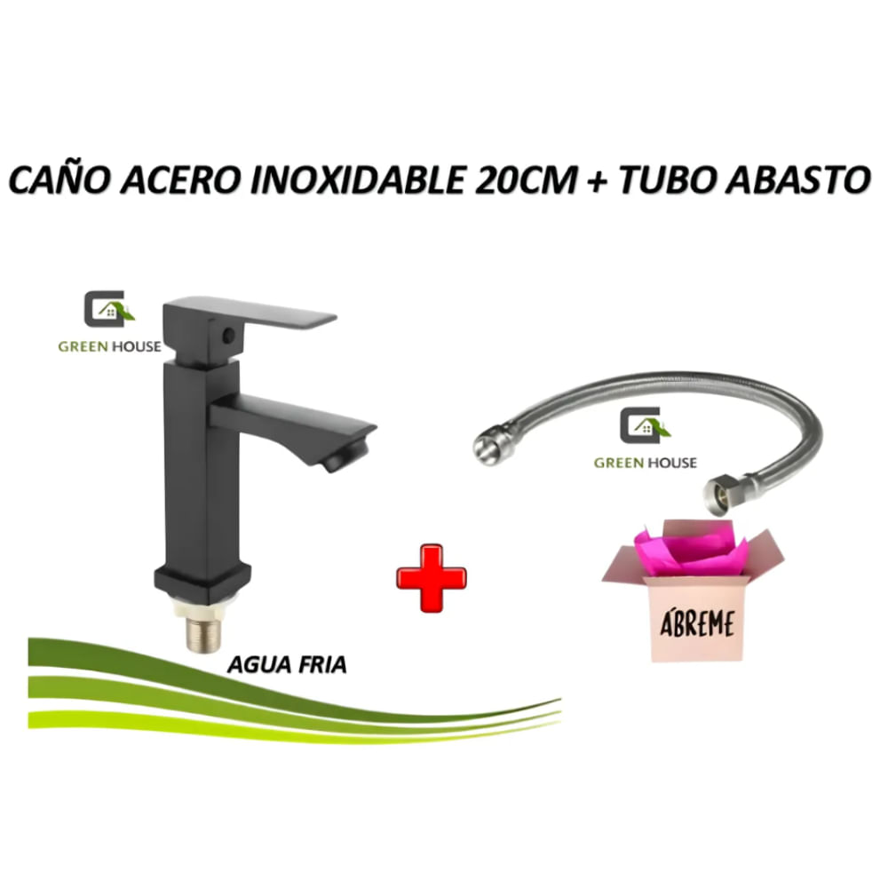 GRIFERIA ACERO INOXIDABLE 20CM NEGRO AGUA FRIA