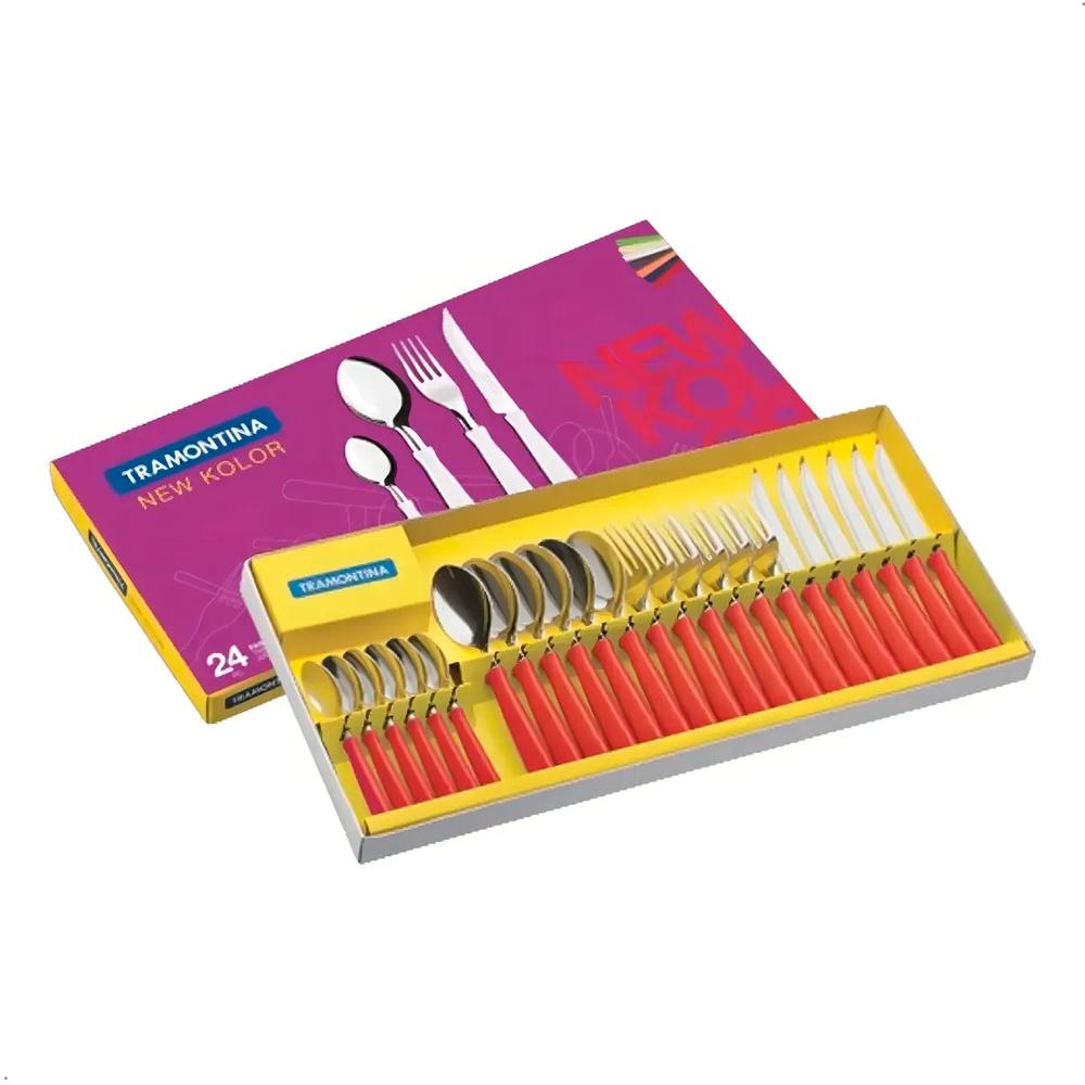 Tramontina New Kolor Juego De Cubiertos 24 Piezas Acero Inoxidable