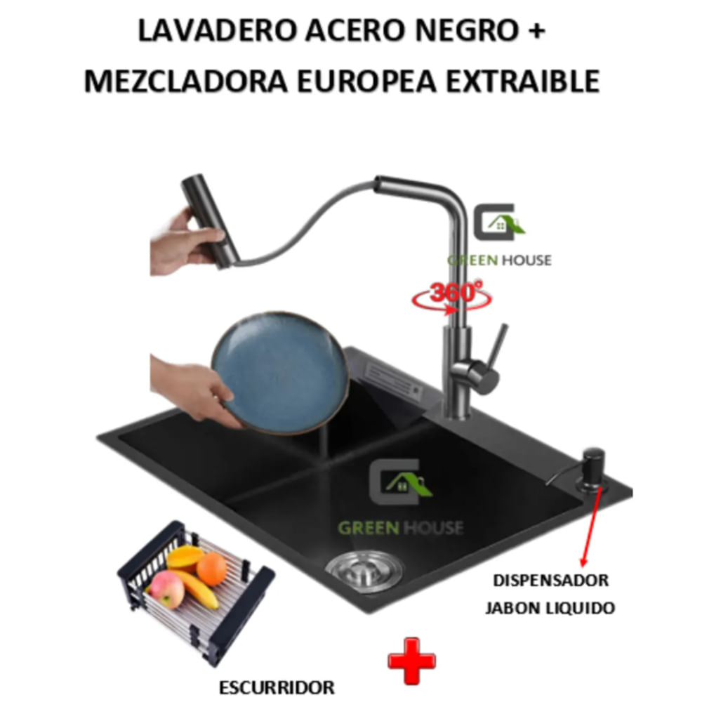 COMBO 60x45x23CM LAVADERO PORTA CUCHILLO  MEZCLADORA EUROPEA