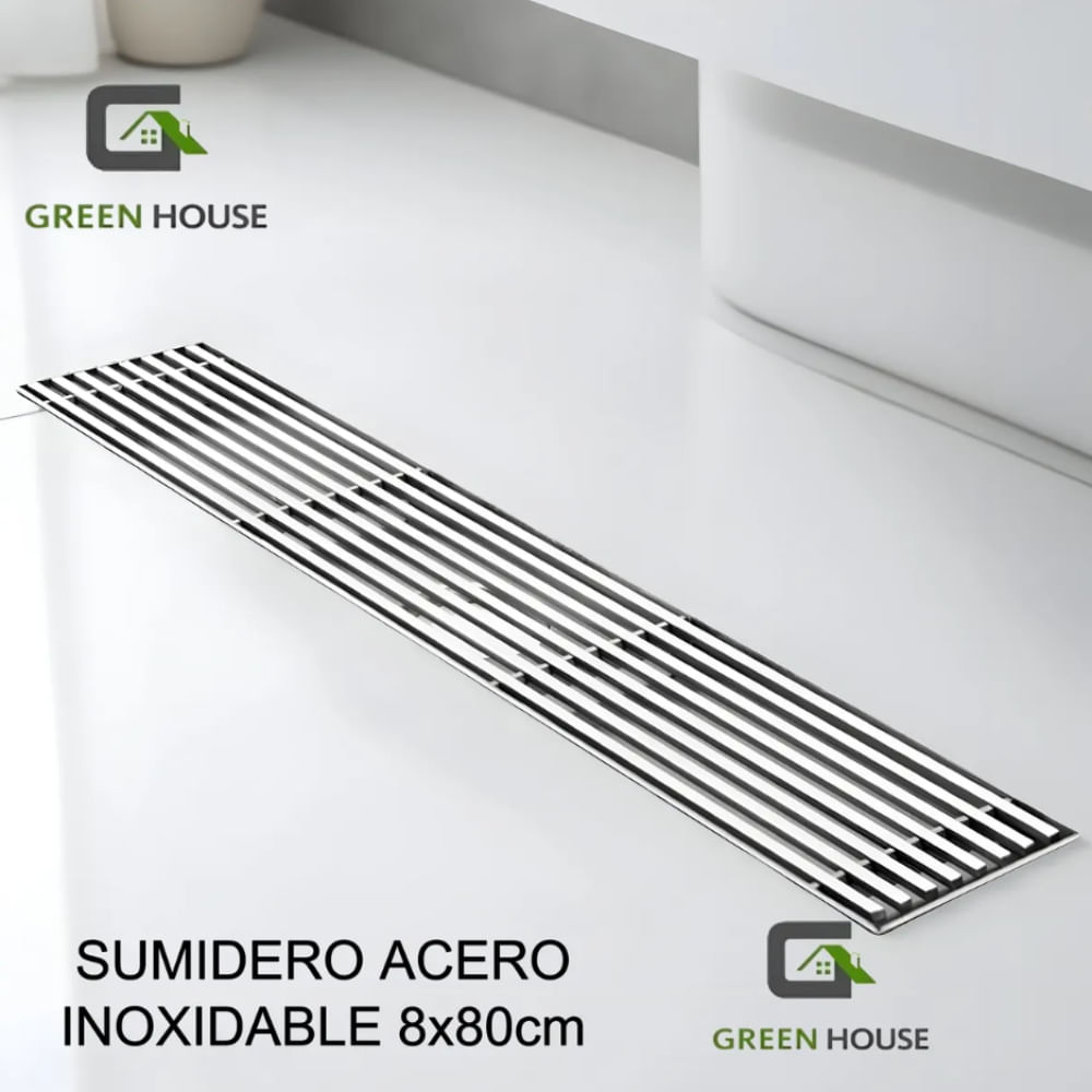 SUMIDERO DE ACERO SUS 304 RECTANGULAR 8 x 80 CM SATINADO