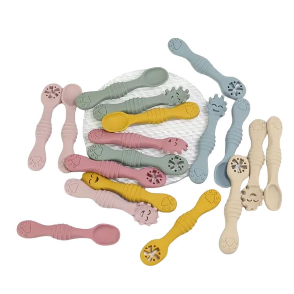Set de Cucharas de Silicona para Bebé Pack  por 3 con Estuche Niño