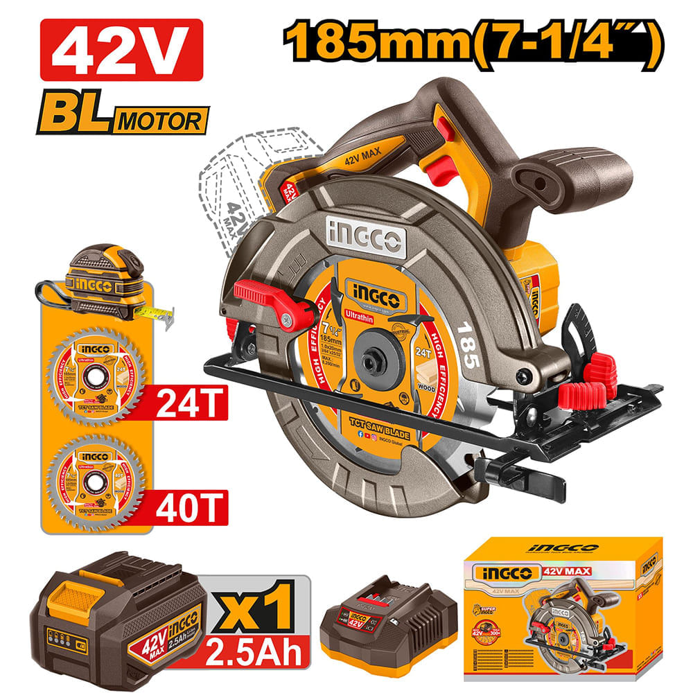 Sierra Circular Brushless Ingco 42V 7 185 MM con Batería con Cargador CSLI4218511