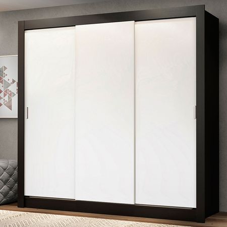 Ropero Monaco 3 Puertas Corredizas - Negro y Blanco
