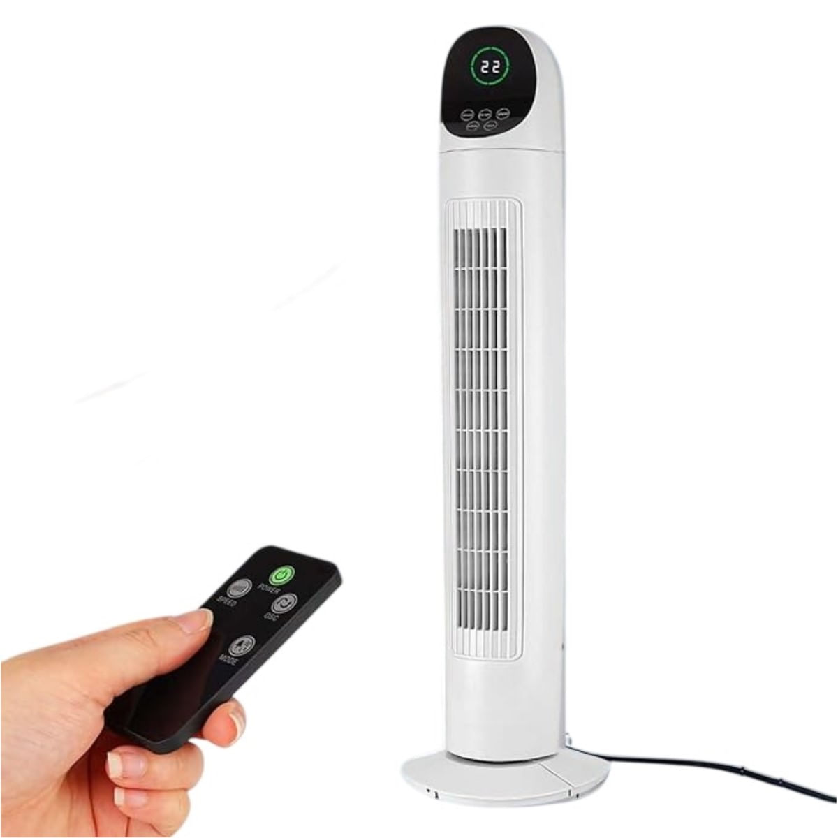 Ventilador Torre 86cm 3 Velocidades 200W  Silencioso Con Control - Blanco
