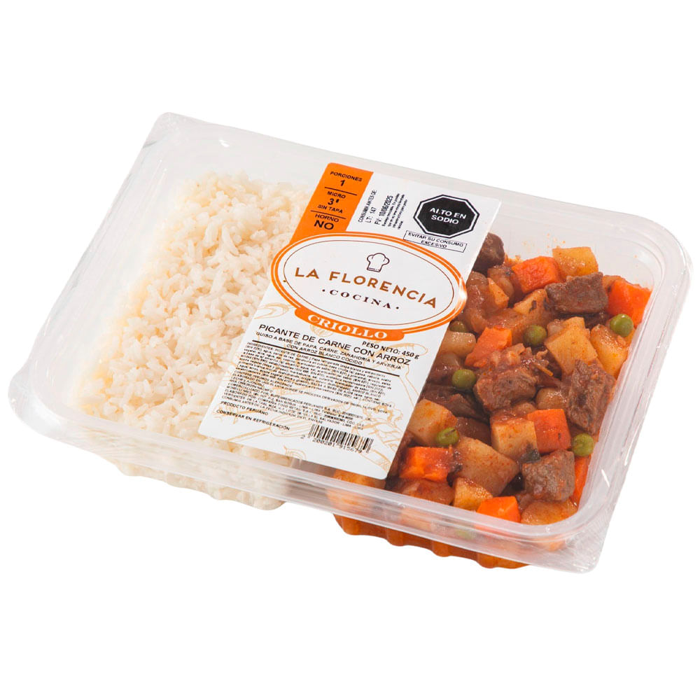 Lunch Picante de Carne con Arroz LA FLORENCIA Bandeja 450g
