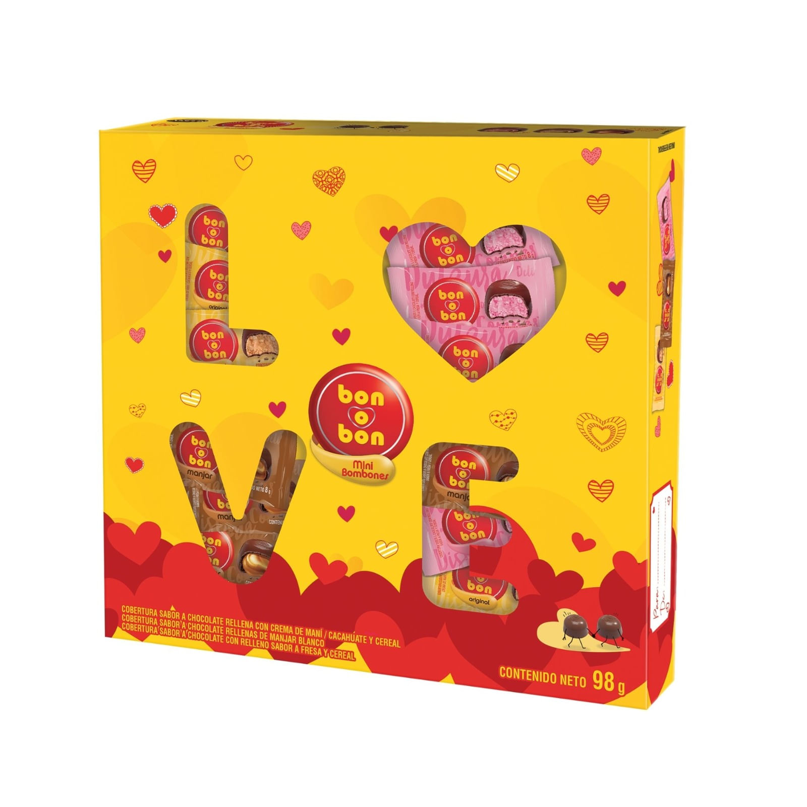 Bombones de Chocolate BON O BON Mix Multi Love Caja 98g