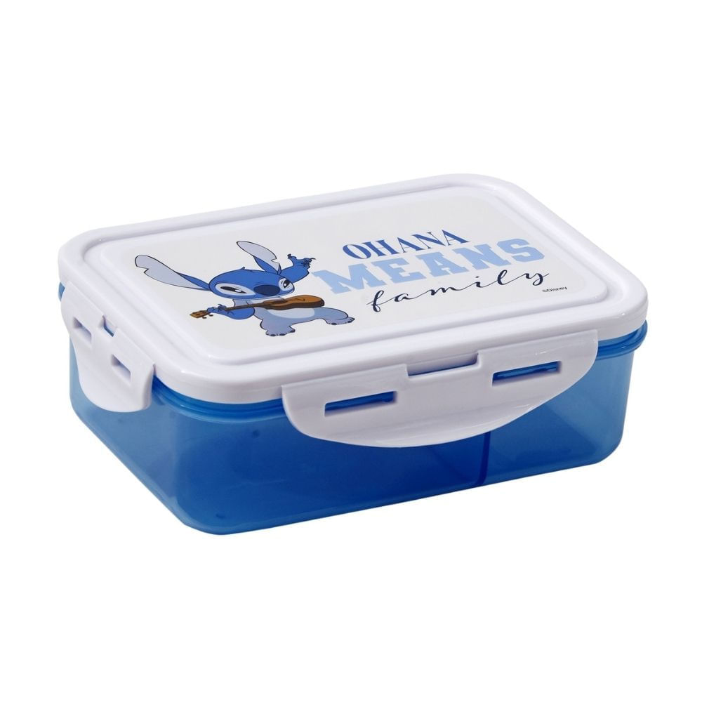 Taper hermético de 700ml con dos divisiones Stitch Disney