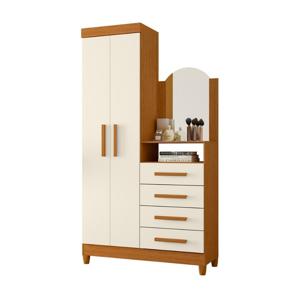Ropero Praga 2 Puertas + Comoda Tocador Beige Orange