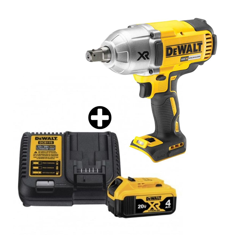COMBO Llave de Impacto 1/2" 20V DCF899B Dewalt + Batería 20V Dewalt Modelo DCB204K3 con Cargador DCB1104
