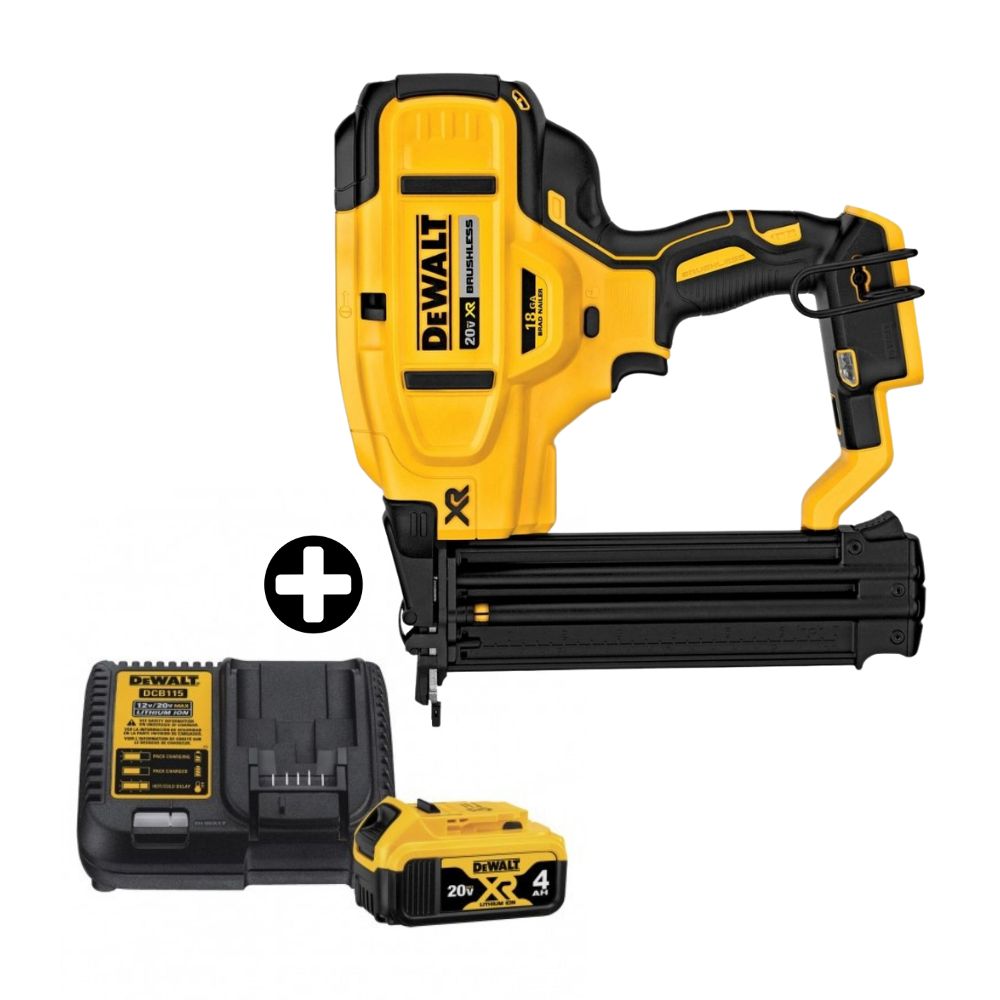 COMBO Clavadora 20V Calibre 18 Xr Dewalt + Batería 20V Dewalt Modelo DCB204K3 con Cargador DCB1104