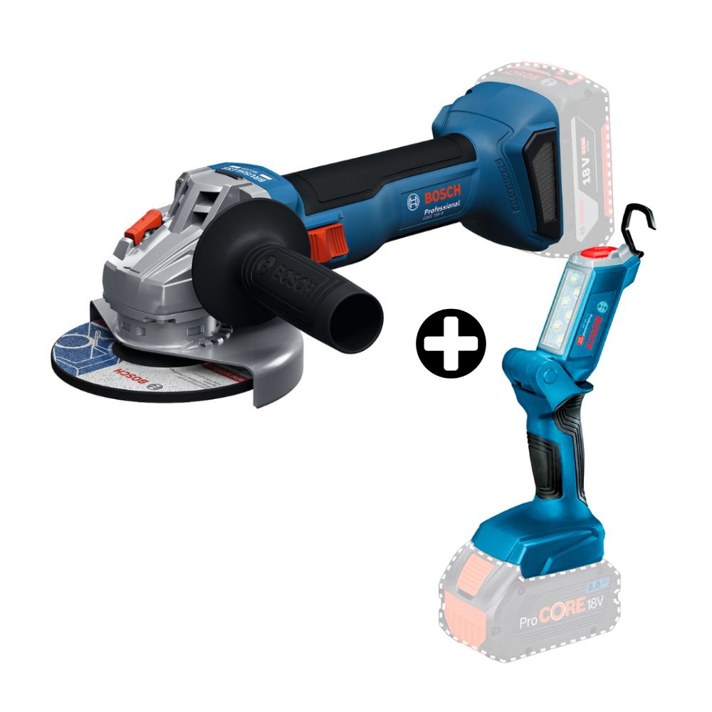 COMBO Bosch: Amoladora Inalámbrica GWS18v-8 + Linterna GLI 18V-300 sin Bateria