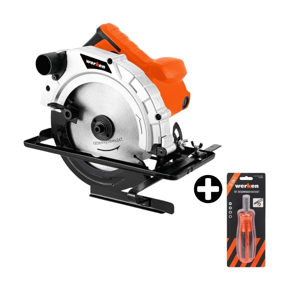 COMBO Sierra Circular 7 1/4" 1400W Werken + Set desarmador 13 In 1 Ratchet Werken
