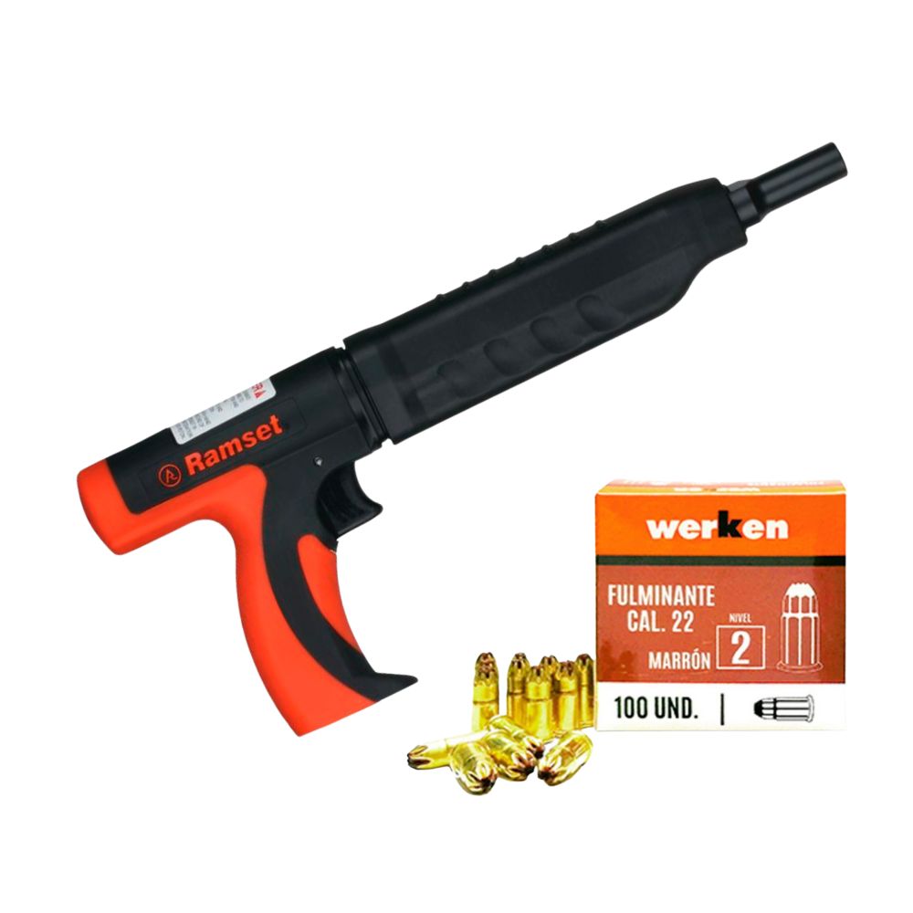 COMBO Pistola para drywall 40088/RS22 Ramset + Fulminante marrón Cal. 22 x 100 unidades Werken