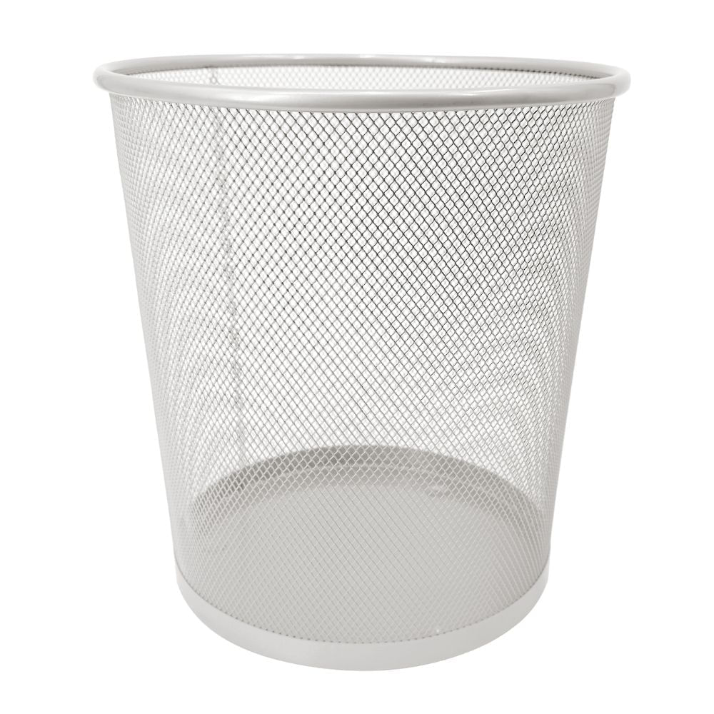 Papelera Blanca de Malla Metálica