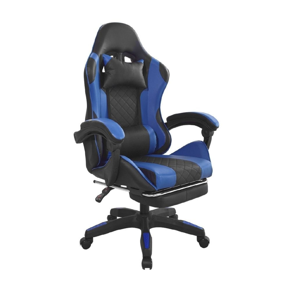 Silla Gamer con reposapiés Byd Negro/Azul Bonno
