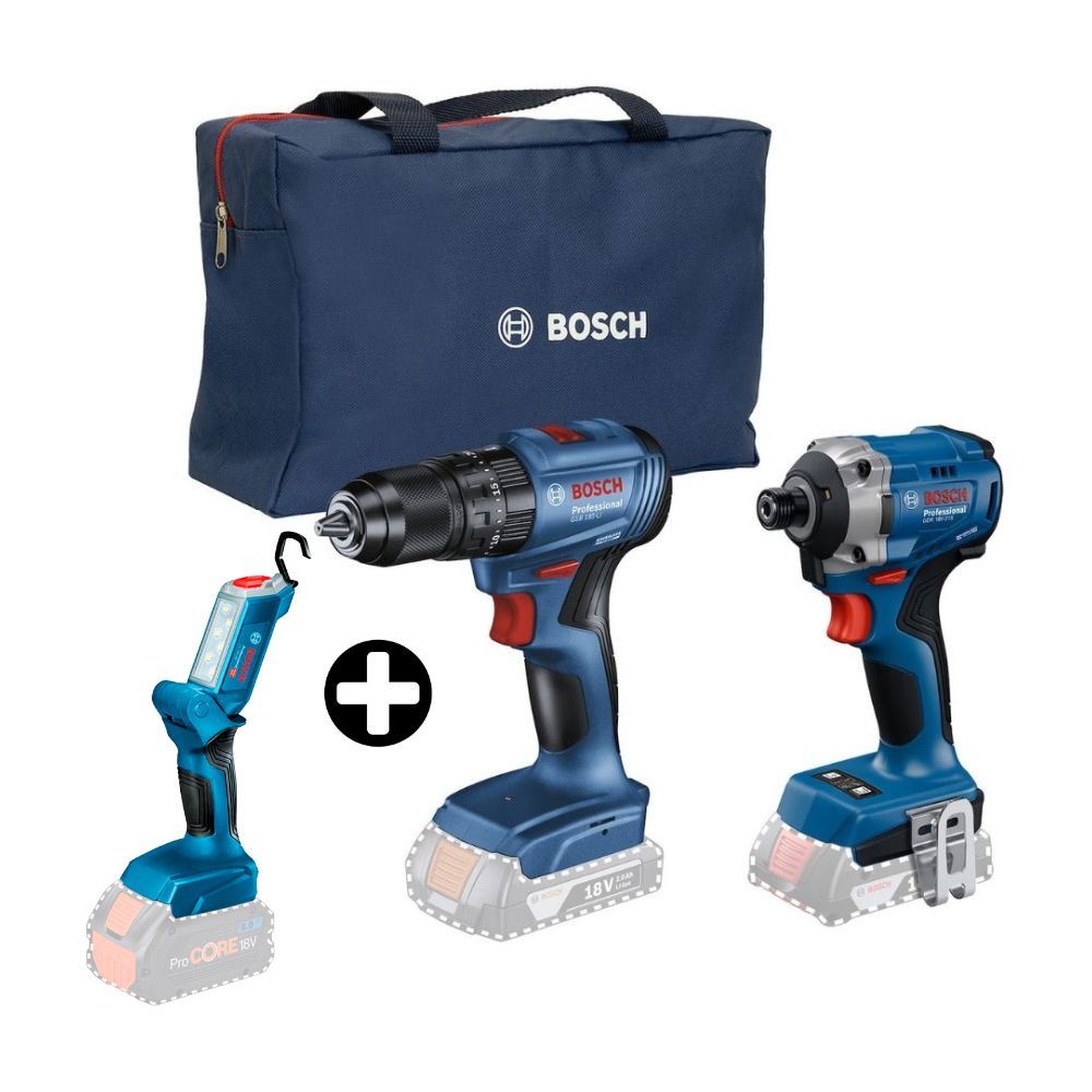COMBO Bosch: Taladro GSB 185-li + Llave de impacto GDR 18v-215 + Bolso + Linterna GLI 18V-300 sin Bateria
