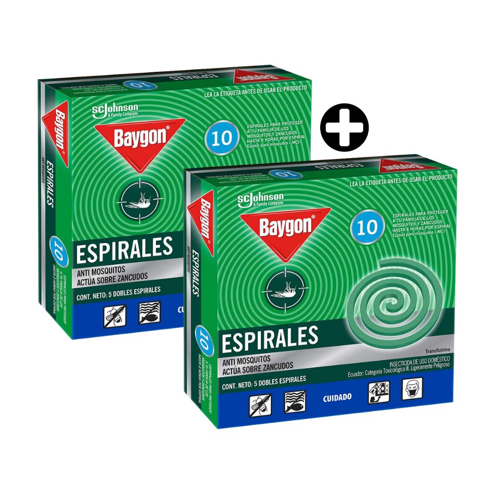 COMBO 2 Cajas de Baygon Espirales Anti Mosquitos y Zancudos - 10 unidades x Caja
