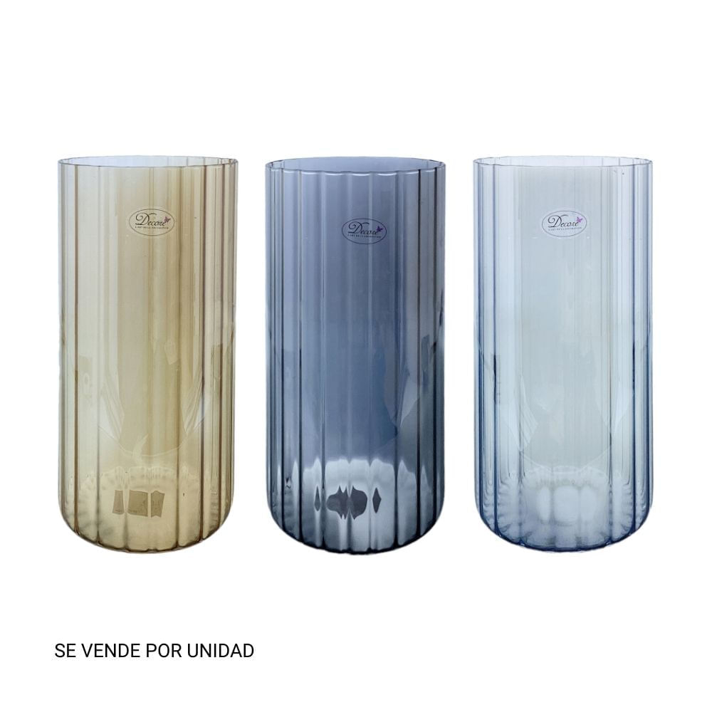 Florero de Vidrio Acanalado 25cm - Color Aletorio Decore