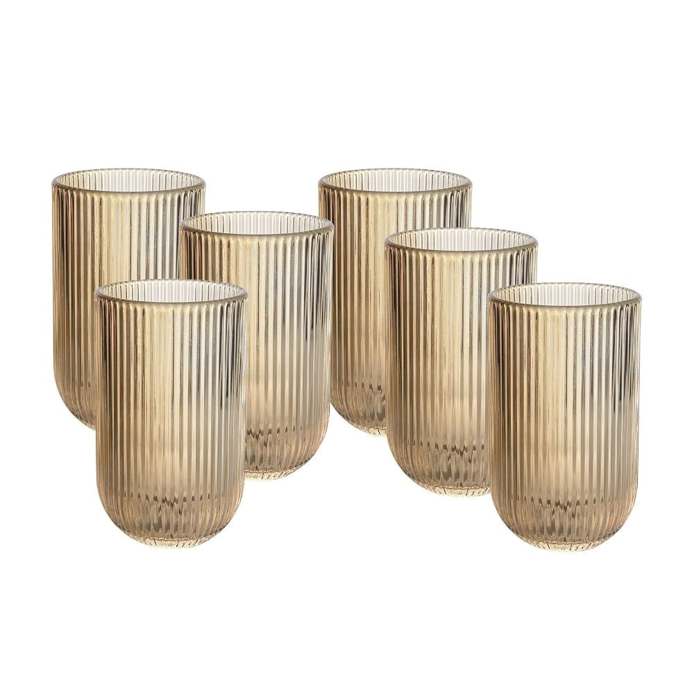 Vaso Acanalado Bruma Dorada 440ml Life Art