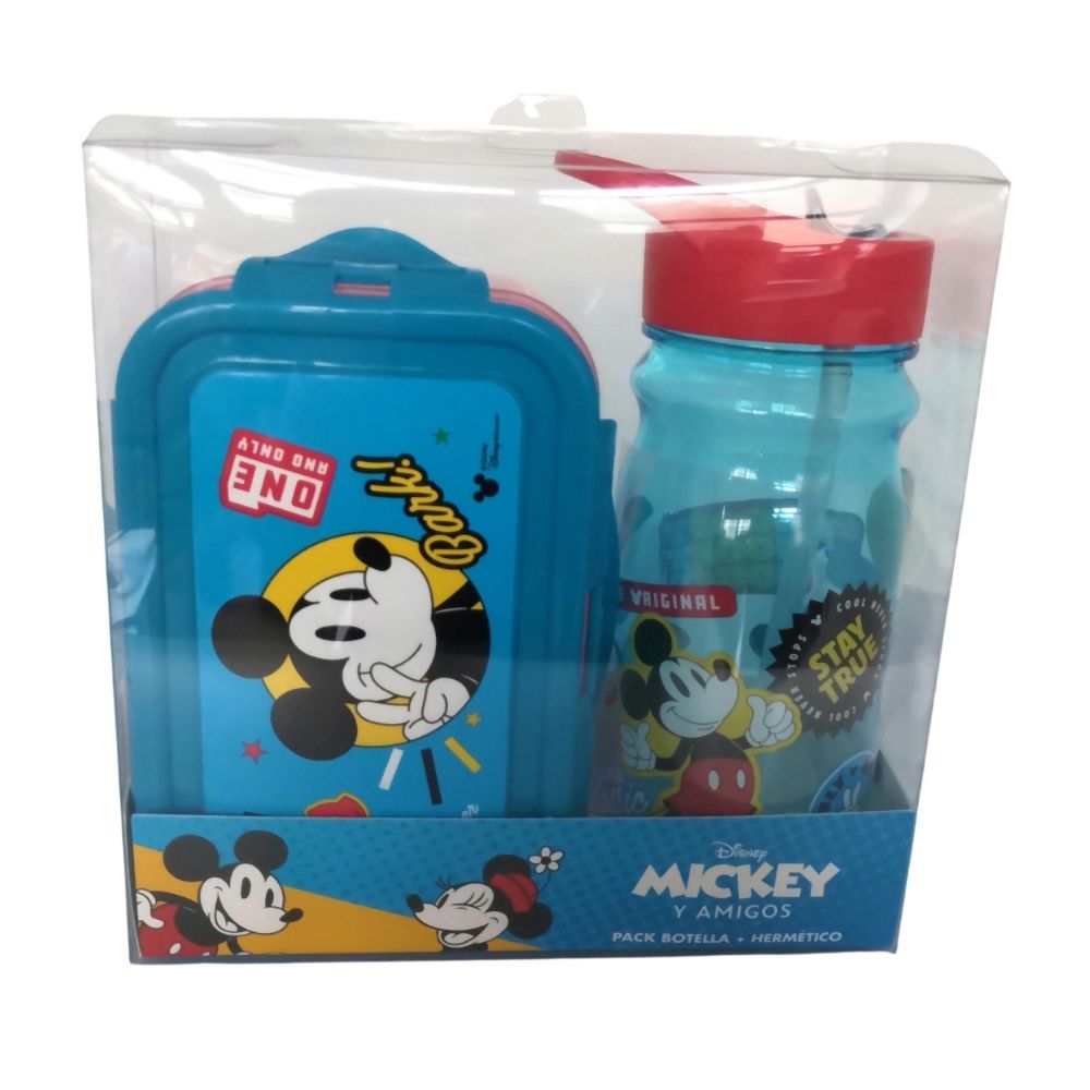 Pack 2 Piezas Taper hermético y Botella Mickey Mouse Disney