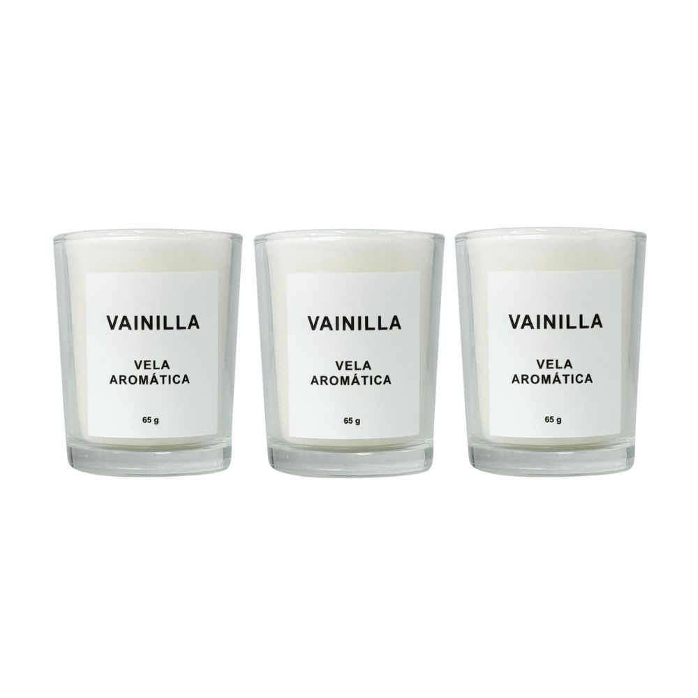 Set x 3 Velas Aromáticas 65gr Vainilla Blanco Orange
