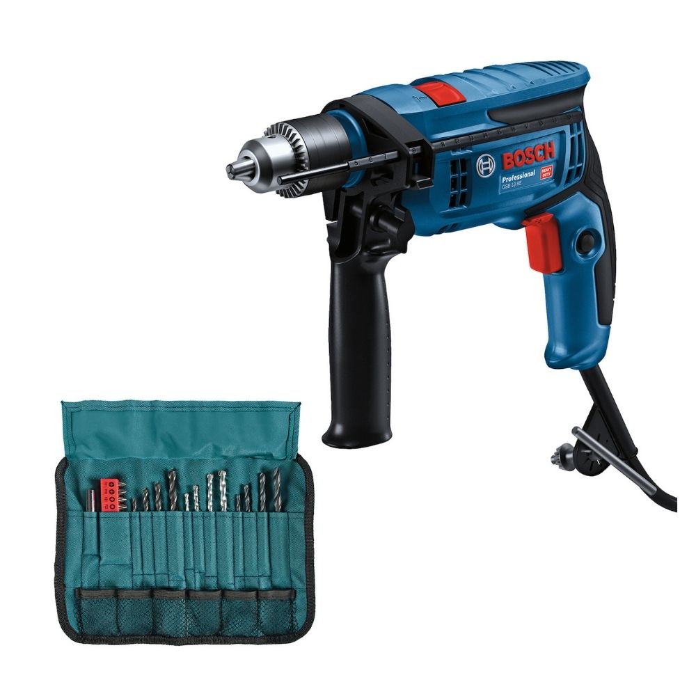 Taladro Percusión Bosch Gsb 13 Re + Kit 23 Accesorios