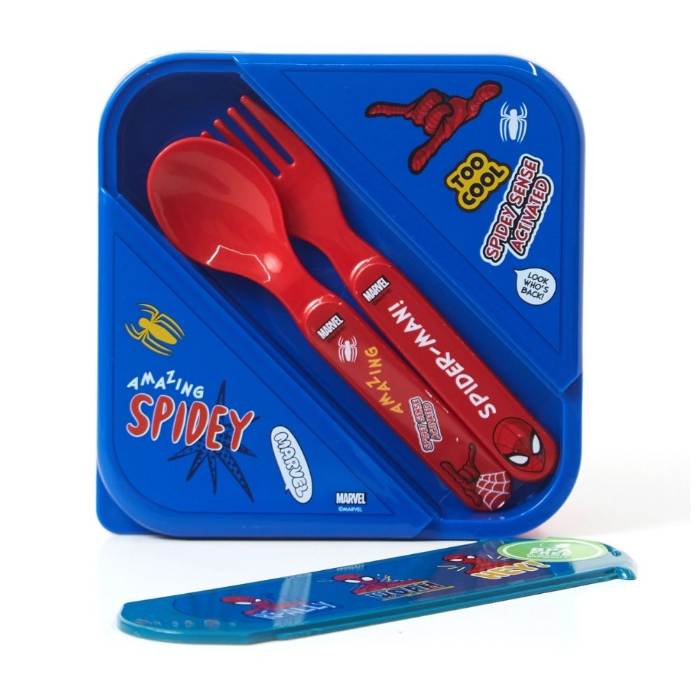 Taper hermético de 850ml con cubiertos Spiderman Disney