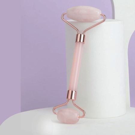 Rodillo Masajeador Facial de Cuarzo Rosa Bionuna