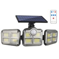 LAMPARA REFLECTOR PARA EXTERIORES TRIPLE CABEZAL PANEL SOLAR CON SENSOR DE MOVIMIENTO MOD FL1725A
