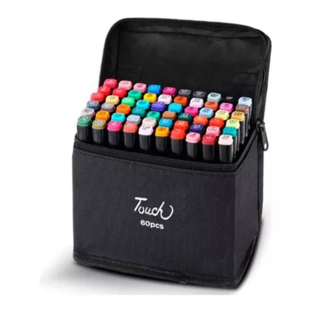 Set de 80 Plumones Marcadores Doble Punta con Estuche Arte