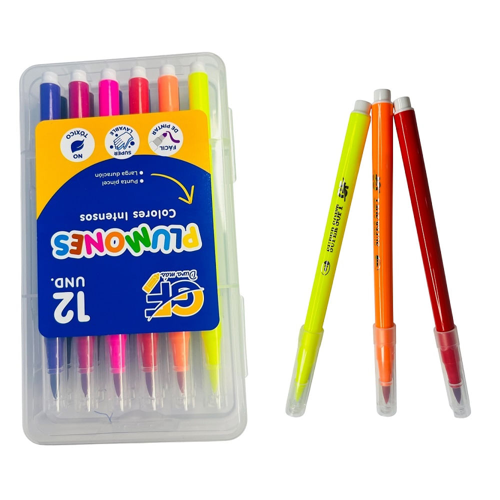 Plumones Punta Pincel Coloridos Set de 12