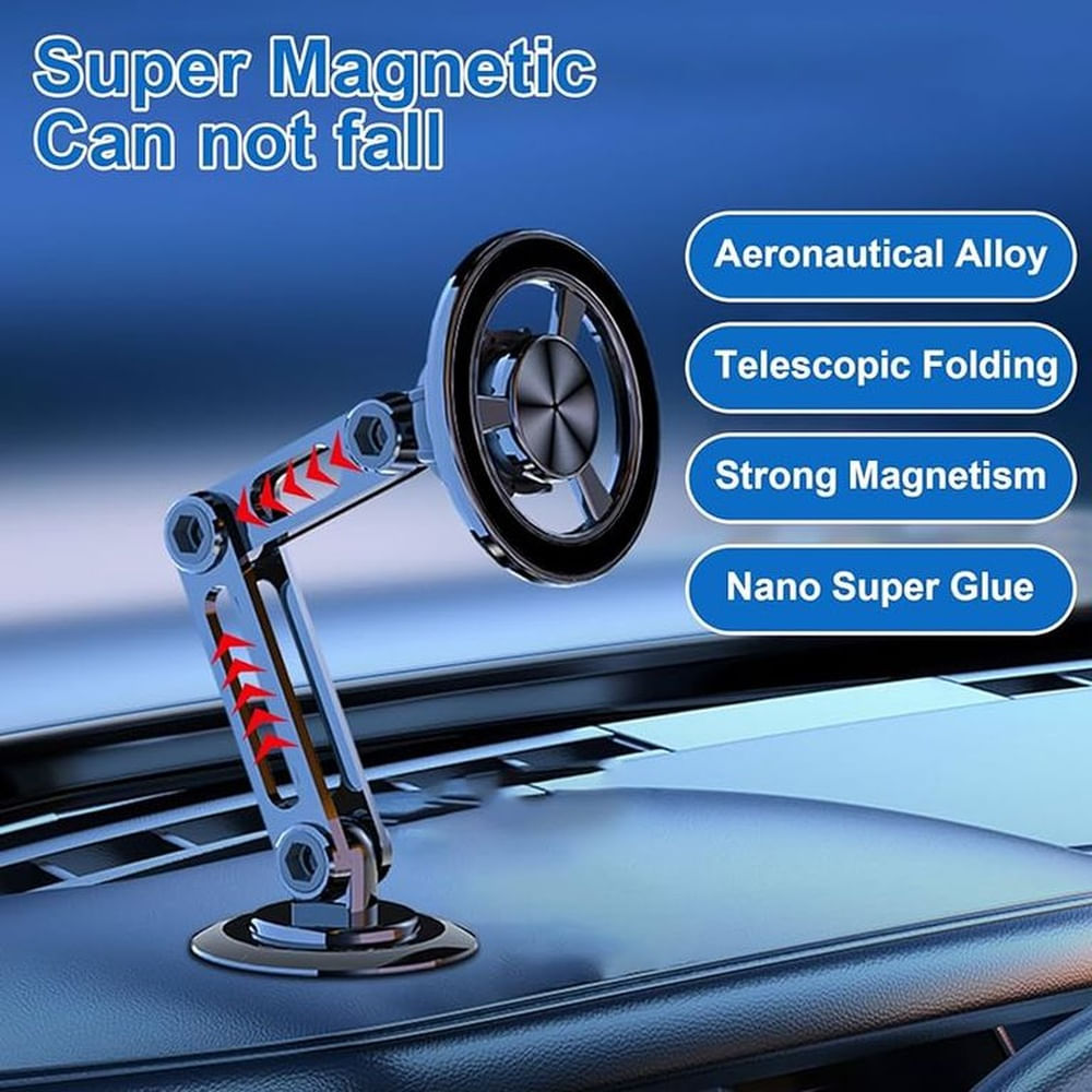 Soporte magnético para Coche Plegable Giratorio de 360° Negro