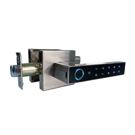 Cerrojo Digital Manija Biométrica con Teclado Acero Plata Yale