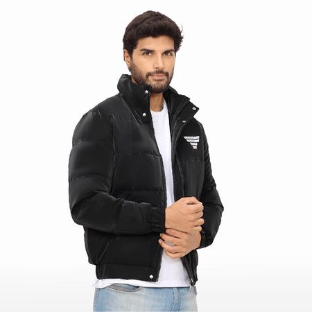 Casaca Puffer Juvenil de Plumón para Hombre Color Negro XS