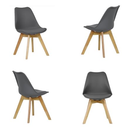 Silla Acolchada Modelo Eames Color Gris X4