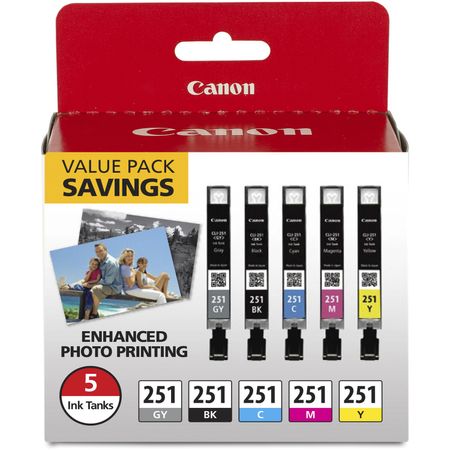 Set de Tinta Canon Cli 251 Cmykgy de 5 Cartuchos 1184795-REG