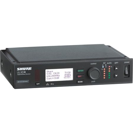 Receptor Inalámbrico Digital Shure ULXD4 de Canal Único (H50: 534 a 598 MHz) para Grandes Espacios y 1030979-REG