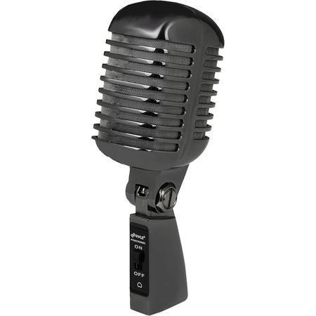 Micrófono Vocal Cardioide Pyle Pro PDMICR42 Clásico Retro con Cable (Negro) - Rendimiento 