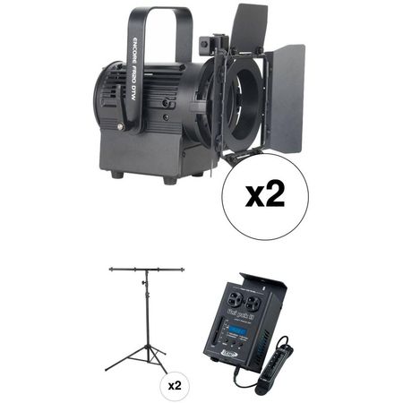 American DJ Starter Stream PAK - Kit de Iluminación con 2 Luces LED Fresnel Cálidas, Pack de Regulad 1560667-REG