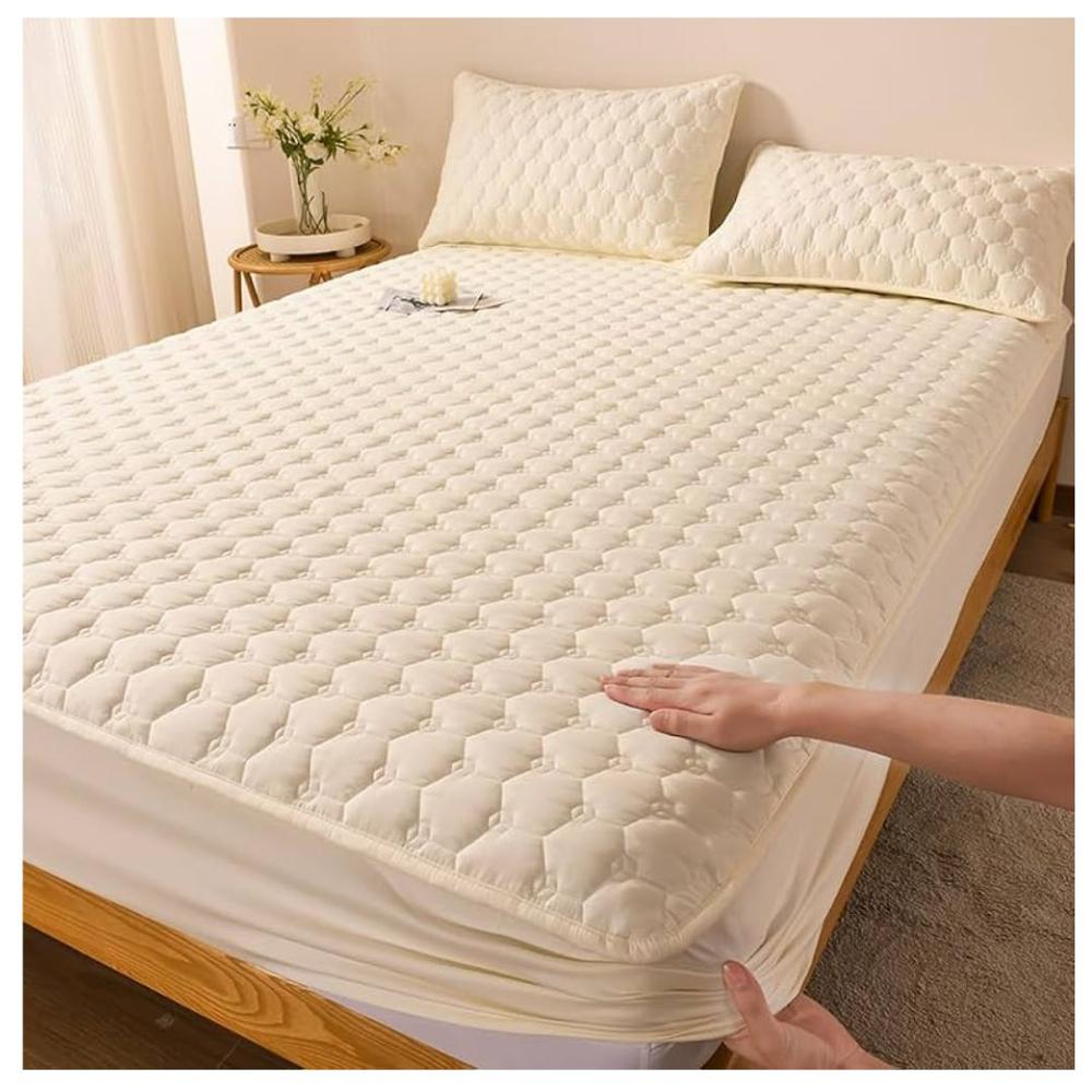 Funda Protector De Colchón Impermeable Antifluidos  Beige