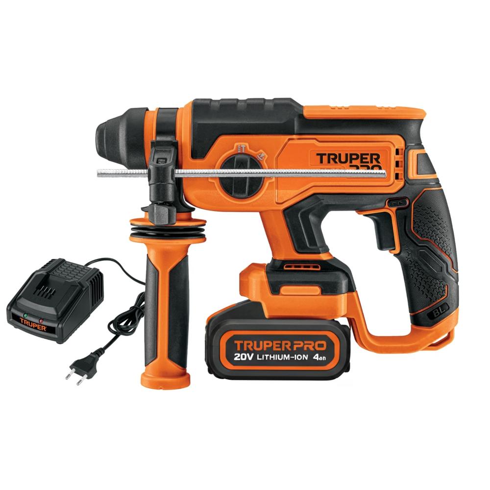 Rotomartillo SDS Plus 20V + 1 Bateria 4 Ah + Cargador Truper 103264-103009-12336