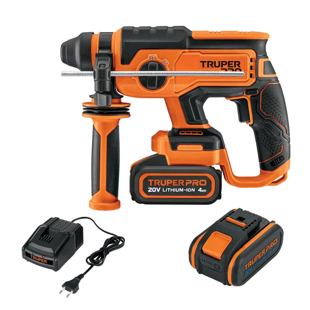 Rotomartillo SDS Plus 20V +2 Baterias 4 Ah+ Cargador Truper 103264-103009-103009-12336