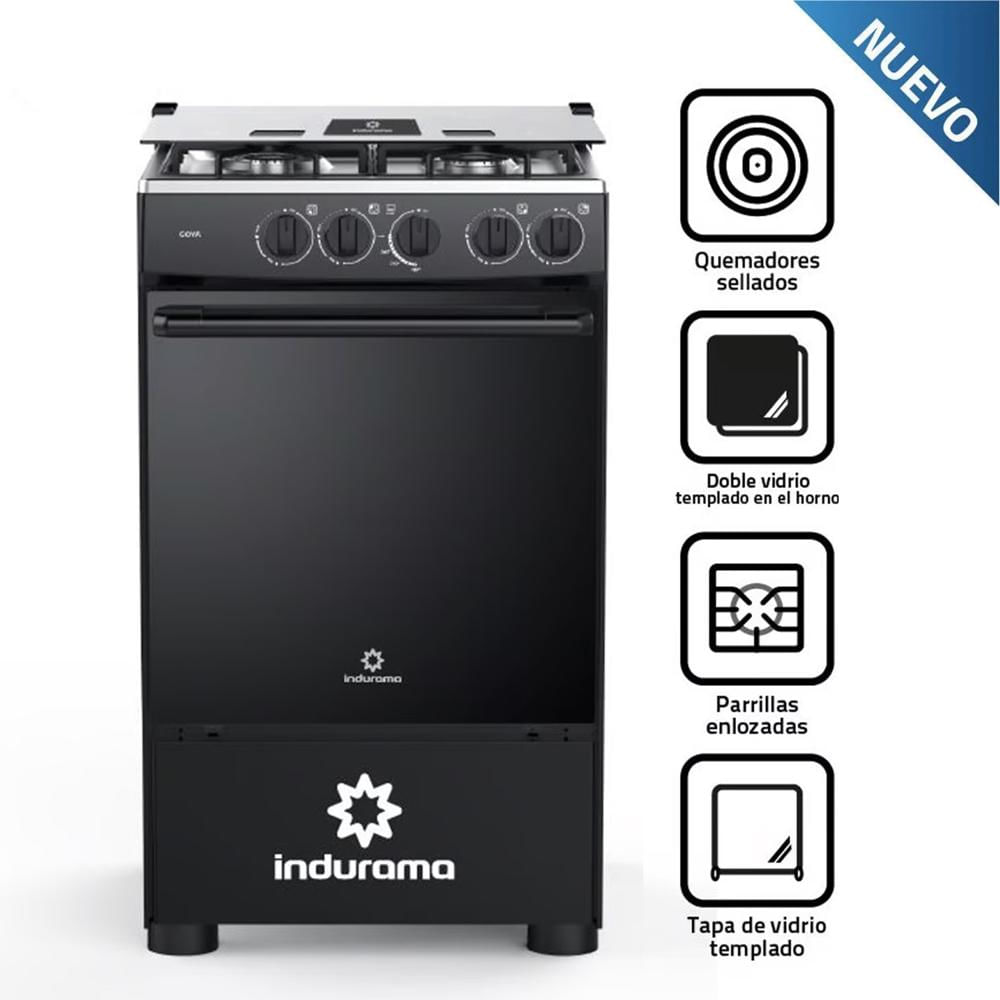 Cocina a Gas Indurama 4 Hornillas Goya Negro
