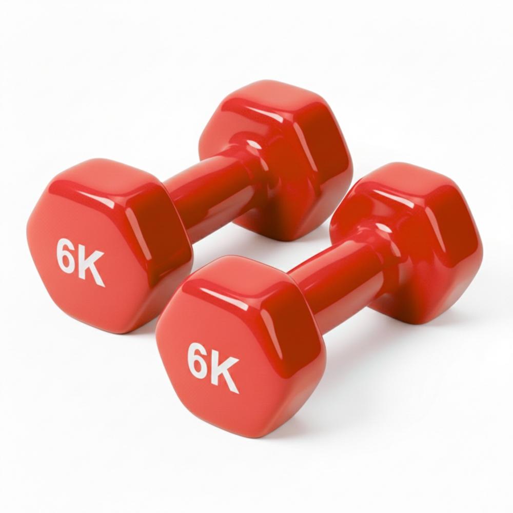 Par de Mancuernas Hexagonales 6kg de Neopreno Rojo