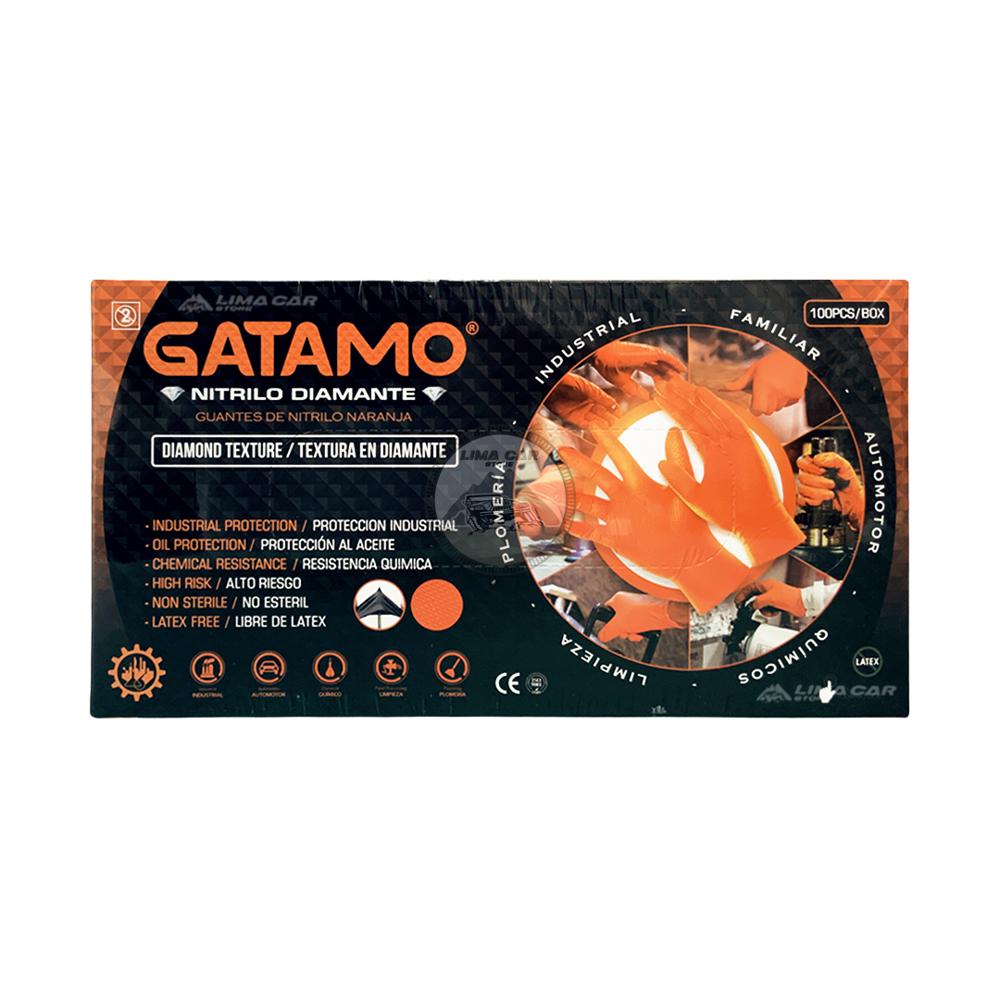 Guantes Nitrilo Diamante x 100 und Uso automotriz - Naranja L