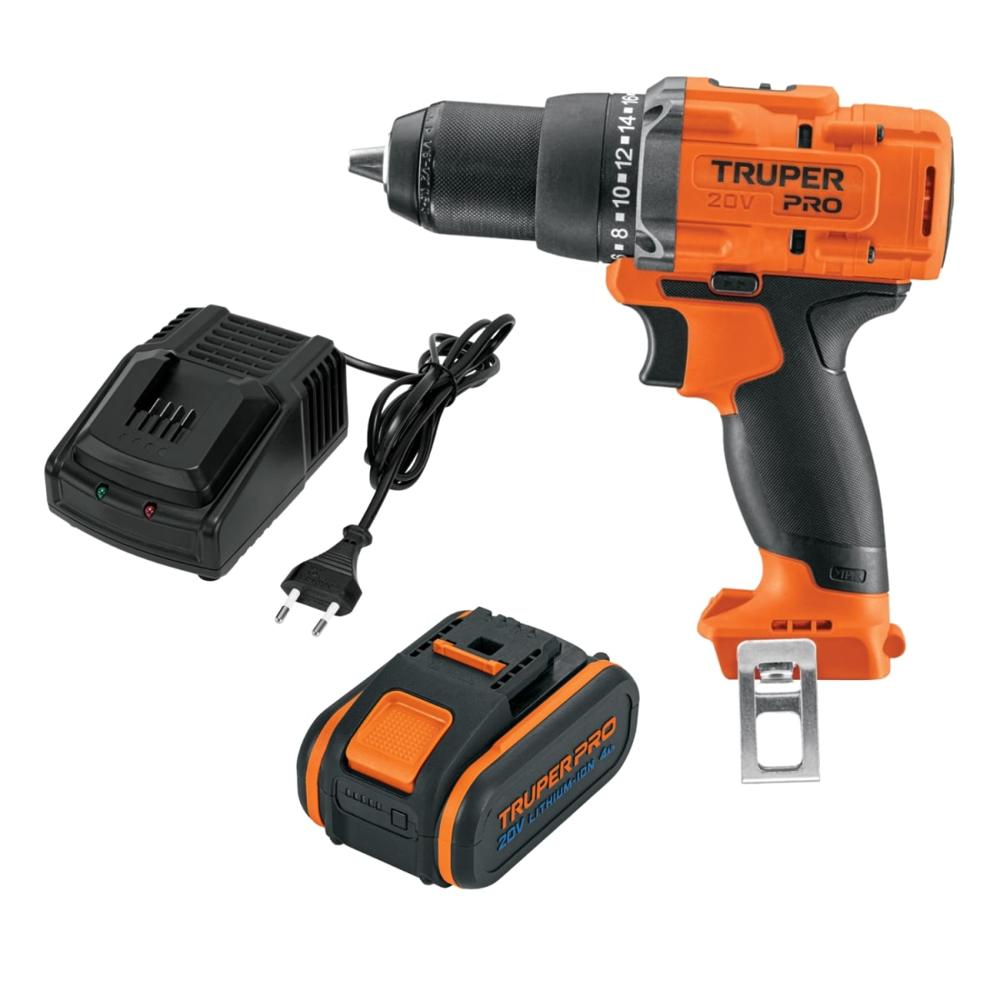 Taladro Atornillador 20V + 1 Bateria 4Ah + Cargador Truper 103250-103009-12336