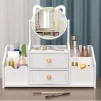 Organizador Blanco Multiusos Maquillaje Joyas Con Espejo Gato Sc-2