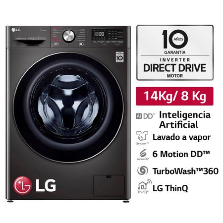 Lavaseca LG WD14BVC2S6C 14/8 Kg Negra