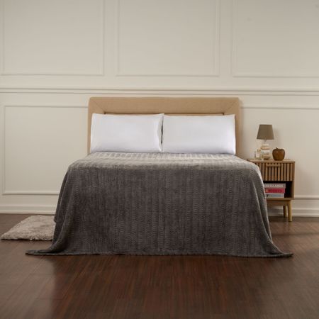 Frazada Pv26 Chevron Charcoal 1.5 Plazas.